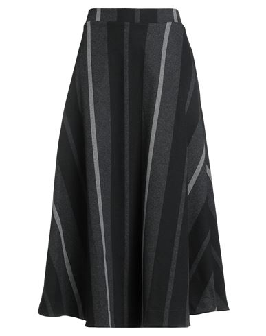 Oblo Unique Oblò Unique Woman Midi Skirt Charcoal Size L Cotton, Polyester, Polyamide, Elastane