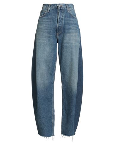 Agolde Luna Piece High Waist Raw Hem Barrel Jeans In Blue