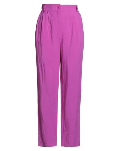 Angela Davis Woman Pants Mauve Size 6 Viscose, Linen