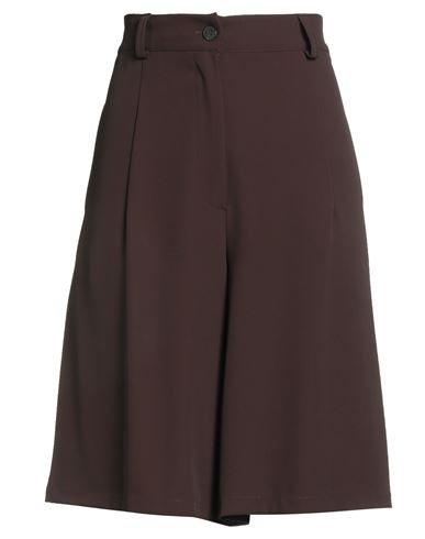 Le Streghe Woman Shorts & Bermuda Shorts Dark Brown Size M Polyester, Elastane