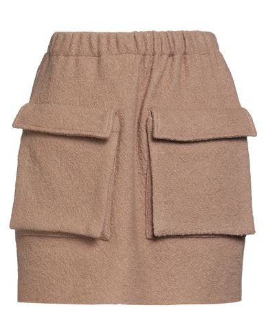 The M .. Woman Mini Skirt Camel Size S Wool In Sand