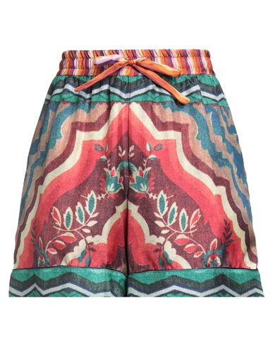 Pierre-louis Mascia Woman Shorts & Bermuda Shorts Green Size M Silk In Multi