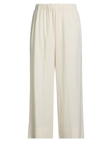 Maria Bellentani Woman Pants Ivory Size 12 Viscose, Linen In White