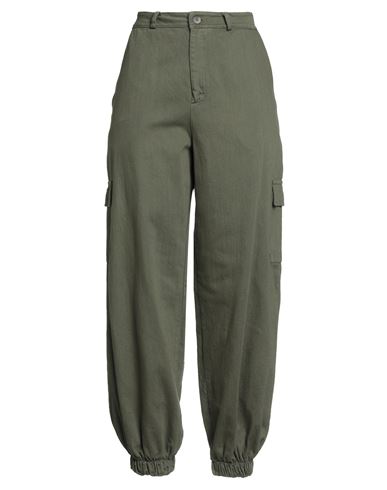 Le Streghe Woman Pants Military Green Size M Cotton, Elastane
