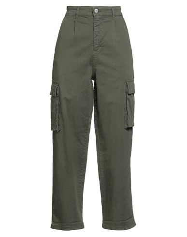 Le Streghe Woman Pants Military Green Size M Cotton, Elastane