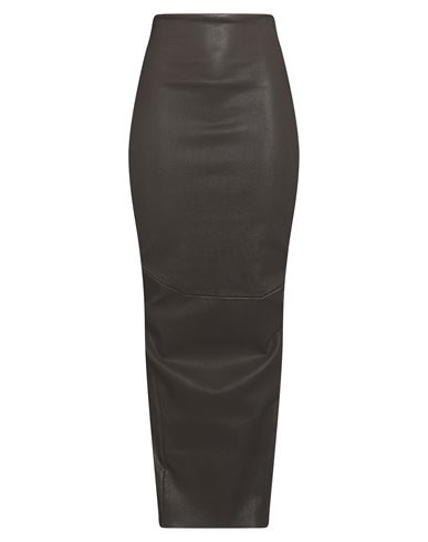 Rick Owens Woman Maxi Skirt Dark Brown Size 4 Lambskin, Cotton, Lycra In Black