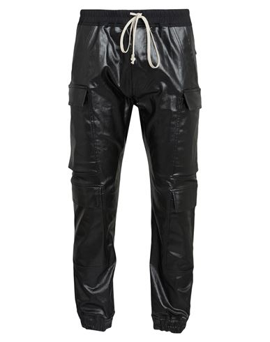Rick Owens Man Pants Black Size 36 Cotton, Elastomultiester, Rubber In Black
