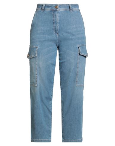 Luisa Spagnoli Woman Jeans Blue Size 12 Cotton, Elastane In Blue
