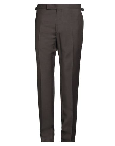 Tom Ford Man Pants Dark Brown Size 40 Mohair Wool, Wool In Brown