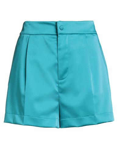 Philipp Plein Couture Woman Shorts & Bermuda Shorts Turquoise Size L Polyester, Elastane In Blue