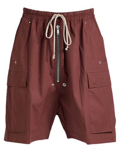 Rick Owens Man Shorts & Bermuda Shorts Chocolate Brown Size 34 Cotton, Elastane In Red