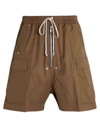 Rick Owens Man Shorts & Bermuda Shorts Military Green Size 34 Cotton, Elastane In Brown