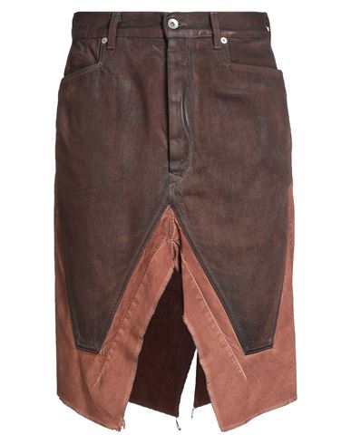 Rick Owens Drkshdw Drkshdw By Rick Owens Man Denim Skirt Chocolate Brown Size 31 Cotton, Elastomultiester In Brown