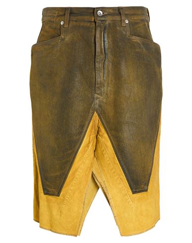 Rick Owens Drkshdw Drkshdw By Rick Owens Man Denim Skirt Military Green Size 31 Cotton, Elastomultiester In Yellow