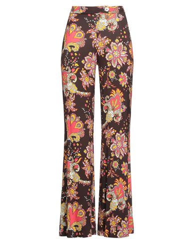La Prestic Ouiston Woman Pants Dark Brown Size 2 Viscose, Elastane In Multi