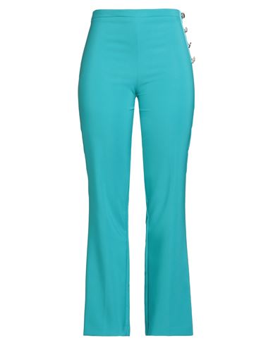 Fracomina Gold Woman Pants Turquoise Size 12 Polyester, Elastane In Blue