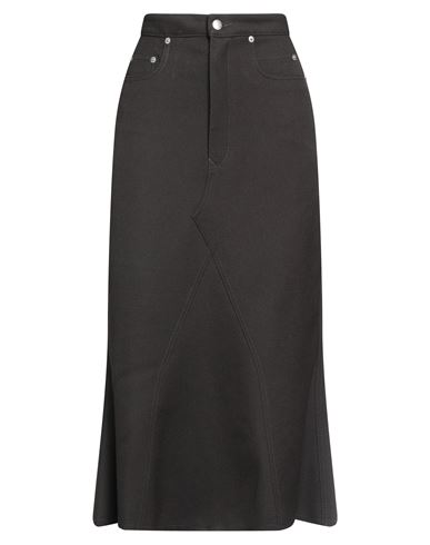 Rick Owens Woman Midi Skirt Dark Brown Size 8 Wool In Black