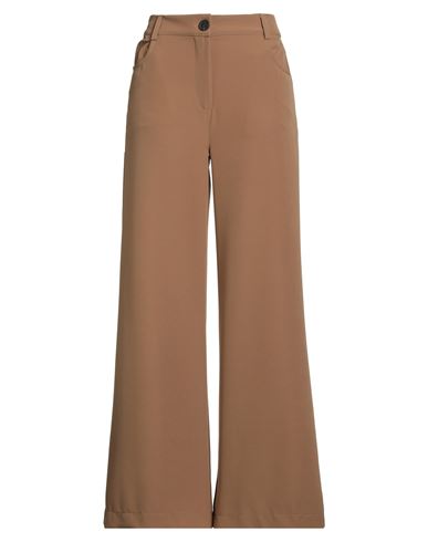 Le Streghe Woman Pants Camel Size M Polyester, Elastane In Beige