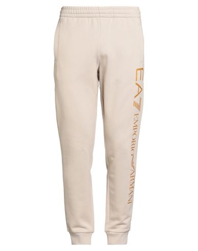 Ea7 Man Pants Beige Size Xl Cotton, Polyester In Animal Print