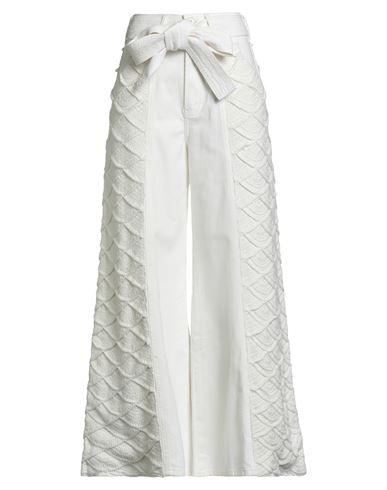 Farm Rio Woman Jeans Ivory Size 26 Cotton, Acrylic