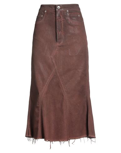 Rick Owens Drkshdw Drkshdw By Rick Owens Woman Denim Skirt Brick Size S Cotton, Elastomultiester, Natural Rubber In Brown