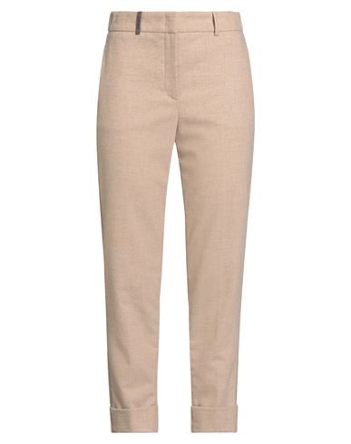 Peserico Woman Pants Sand Size 10 Wool, Polyester, Viscose, Polyamide, Elastane In Multi