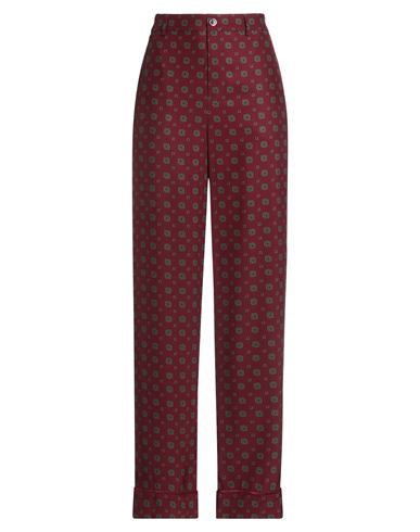 Moschino Pantalone In Seta Stampata Donna In Burgundy