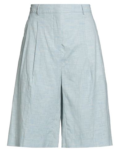 Semicouture Woman Shorts & Bermuda Shorts Sky Blue Size 10 Cotton, Linen, Elastane In Multi