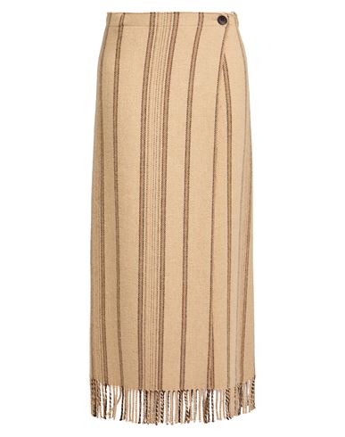By Malene Birger Woman Midi Skirt Camel Size 10 Wool, Polyamide In Neutral