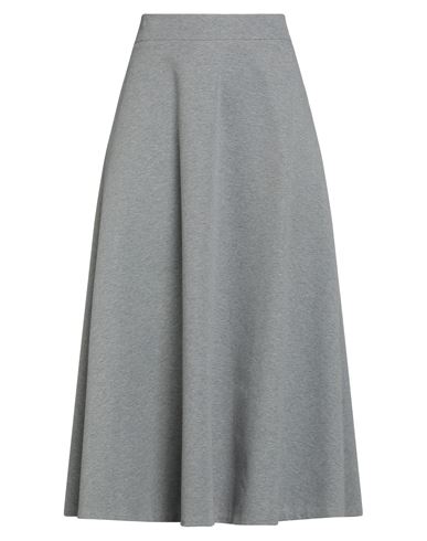 Brunello Cucinelli Woman Midi Skirt Grey Size 10 Cotton, Polyamide, Elastane In Gray