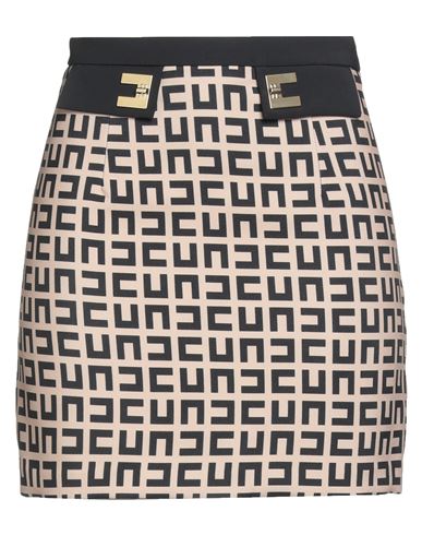 Elisabetta Franchi Woman Mini Skirt Beige Size 6 Polyester, Elastane In Multi