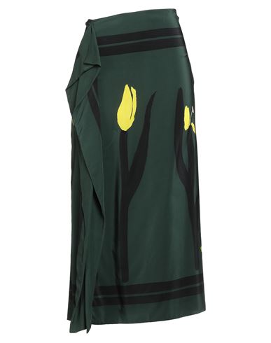 Marni Woman Midi Skirt Dark Green Size 10 Silk In Green