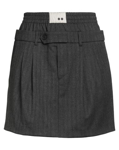 The M .. Woman Mini Skirt Charcoal Size M Polyester, Viscose, Elastane In Gray