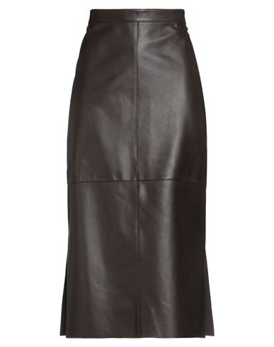 Antonelli Woman Midi Skirt Dark Brown Size 4 Lambskin In Brown