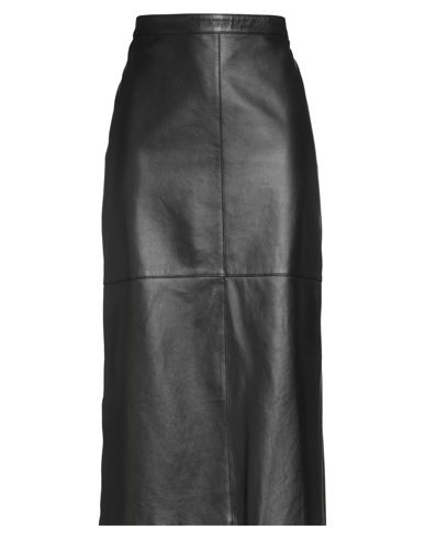 Antonelli Woman Midi Skirt Black Size 4 Lambskin In Black