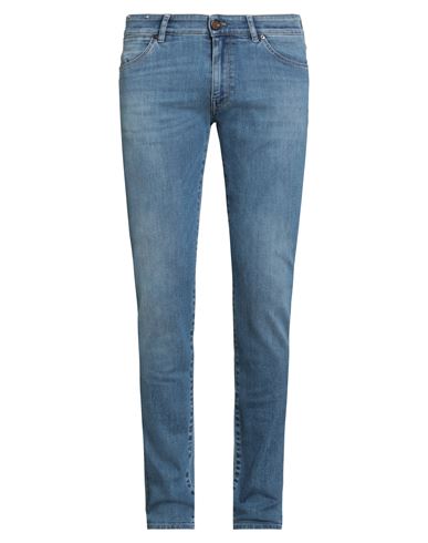 Pt Torino Man Jeans Blue Size 35 Cotton, Polyester, Elastane In Blue