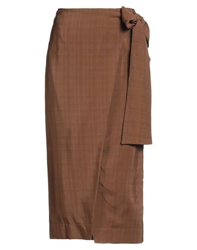Semicouture Woman Midi Skirt Brown Size 8 Viscose In Multi