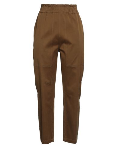 Gentryportofino Woman Pants Khaki Size 12 Cotton, Elastane In Brown
