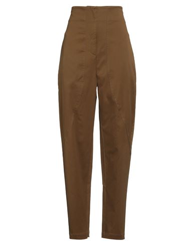 Gentryportofino Woman Pants Military Green Size 10 Cotton, Elastane In Brown