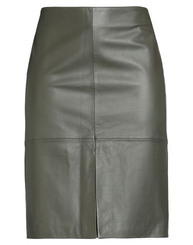 Antonelli Woman Midi Skirt Military Green Size 16 Lambskin In Green