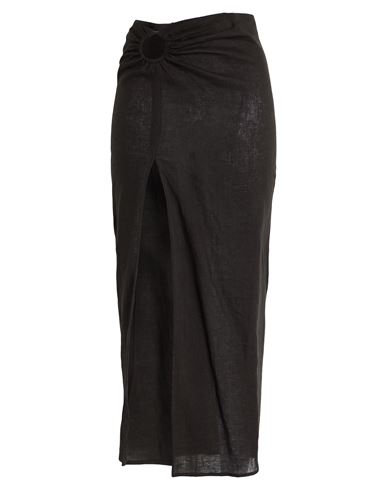 Actualee Woman Maxi Skirt Black Size 4 Linen In Black