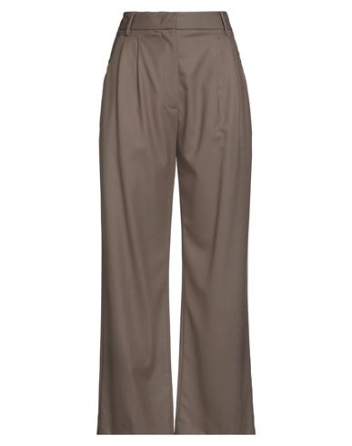 Tela Woman Pants Khaki Size 4 Polyester, Virgin Wool, Elastane In Brown