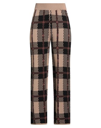 Mateha Woman Pants Camel Size L Viscose, Polyester, Metallic Polyester, Polyamide In Sand