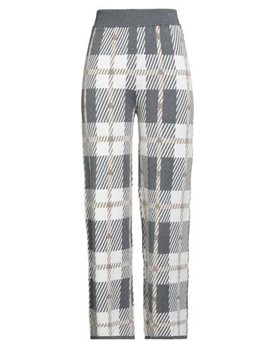 Mateha Woman Pants Grey Size L Viscose, Polyester, Metallic Polyester, Polyamide In Gray