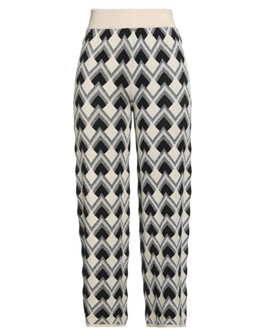 Mateha Woman Pants Cream Size M Viscose, Polyester, Metallic Polyester, Polyamide In Neutral