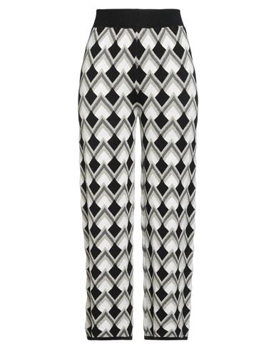 Mateha Woman Pants White Size L Viscose, Polyester, Metallic Polyester, Polyamide In Black