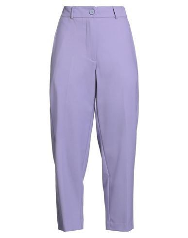 Solotre Woman Pants Lilac Size 4 Polyester, Virgin Wool, Elastane In Purple