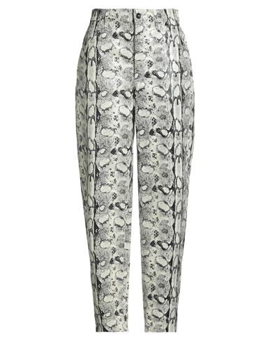 Alberta Ferretti Woman Pants Ivory Size 10 Calfskin In Gray
