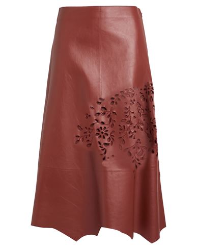Chloé Woman Midi Skirt Brown Size 8 Lambskin In Red