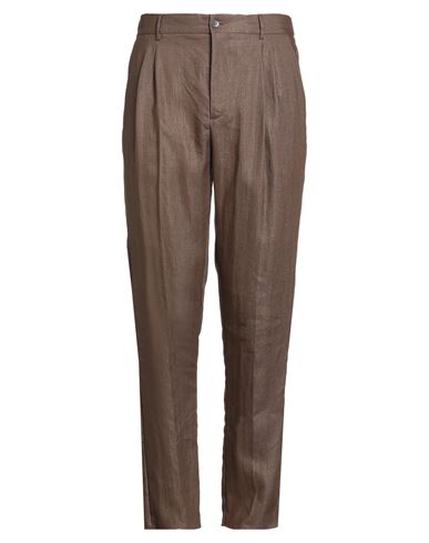 Brian Dales Man Pants Brown Size 38 Linen, Polyamide In Brown